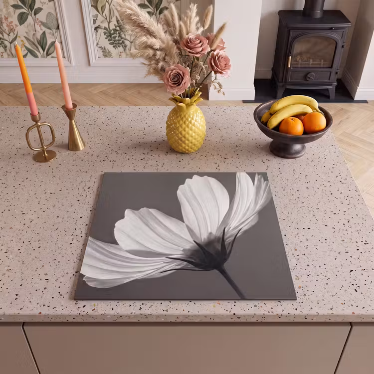 Induction hob protector - Flower - Minimalist - Black - White — 3