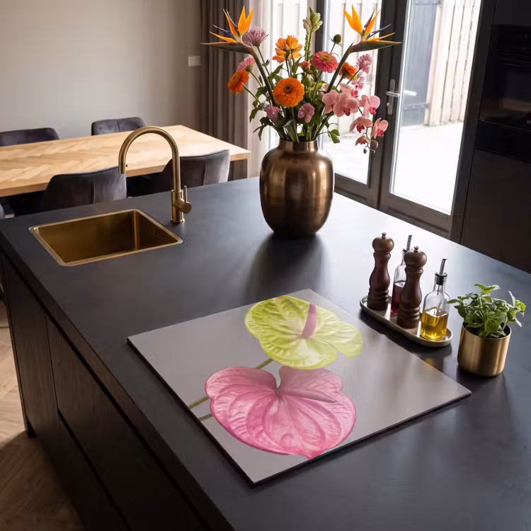 Induction hob protector - Plants - Anthurium - Green - Pink — 2