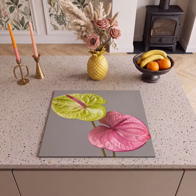 Induction hob protector - Plants - Anthurium - Green - Pink — 3