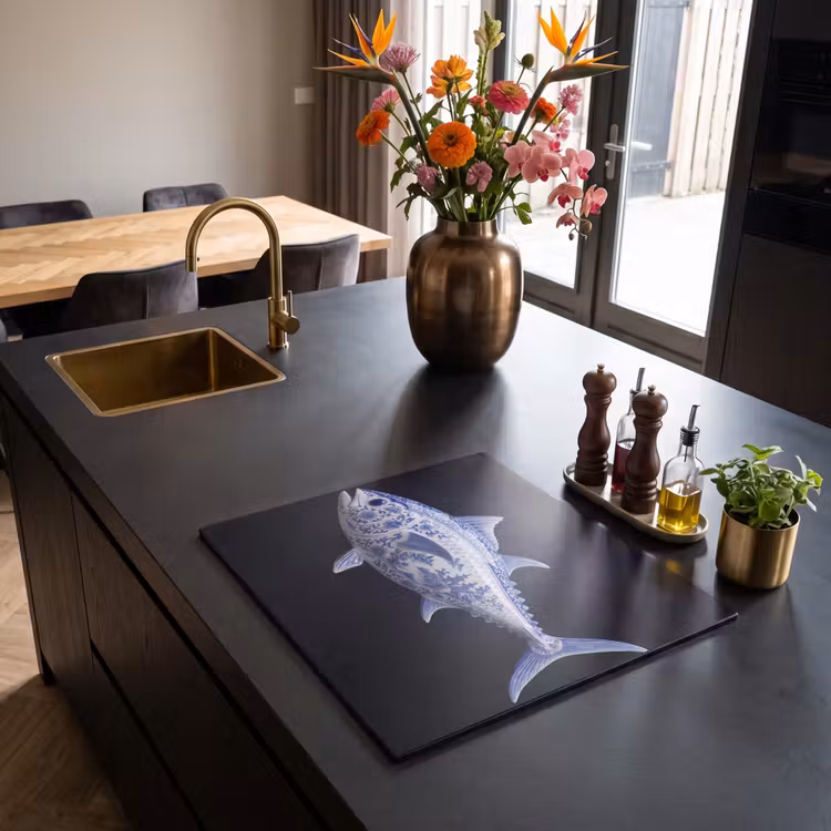 Induction hob protector - Porcelain - Tuna - Delft - Blue — 2
