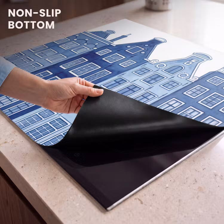 Induction hob protector - Watercolor - Canal houses - Delft - Blue — 5