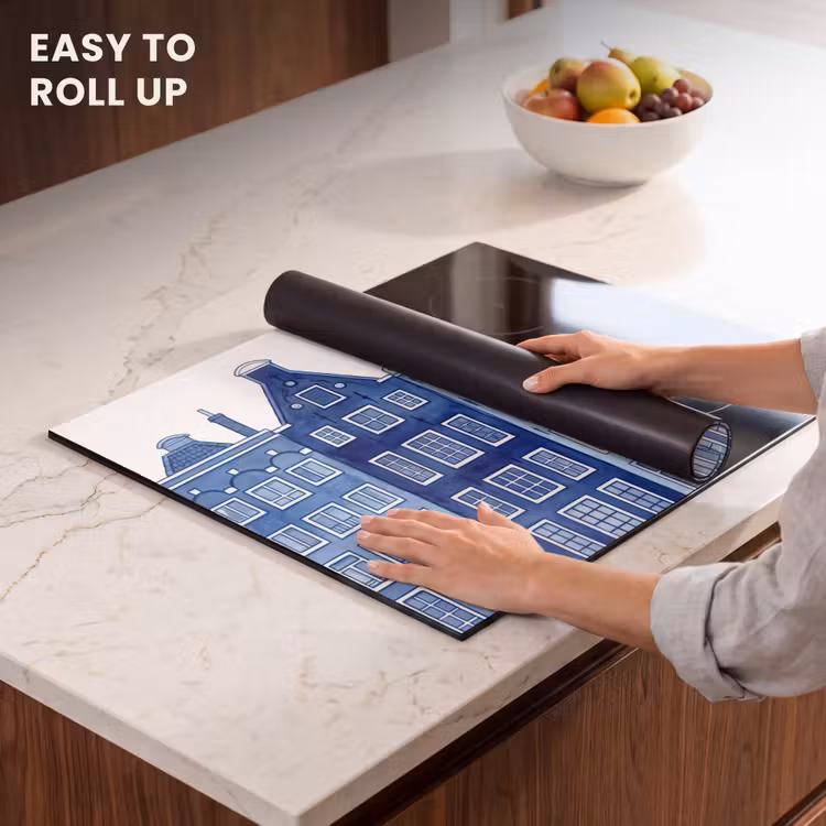 Induction hob protector - Watercolor - Canal houses - Delft - Blue — 6