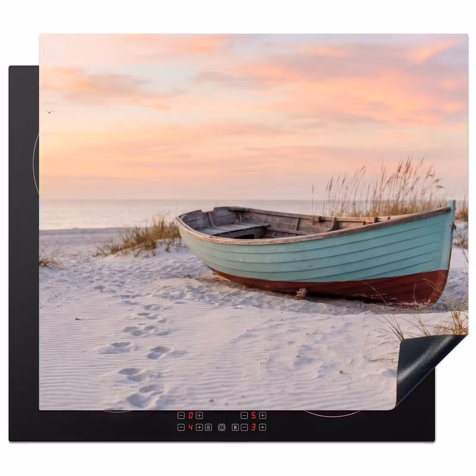 Induction hob protector - Rustic - Rowing boat - Sandy beach — 1