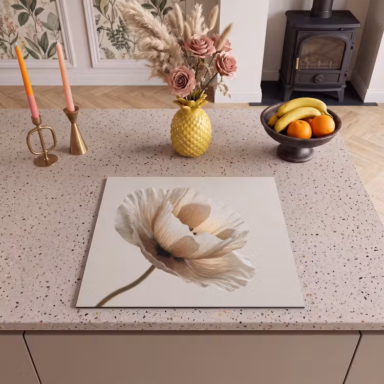 Induction hob protector - Flower - Beige - Cream — 3