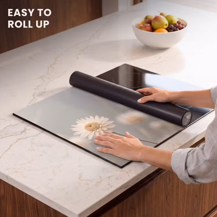 Induction hob protector - Straw Flowers - White - Daylight — 6