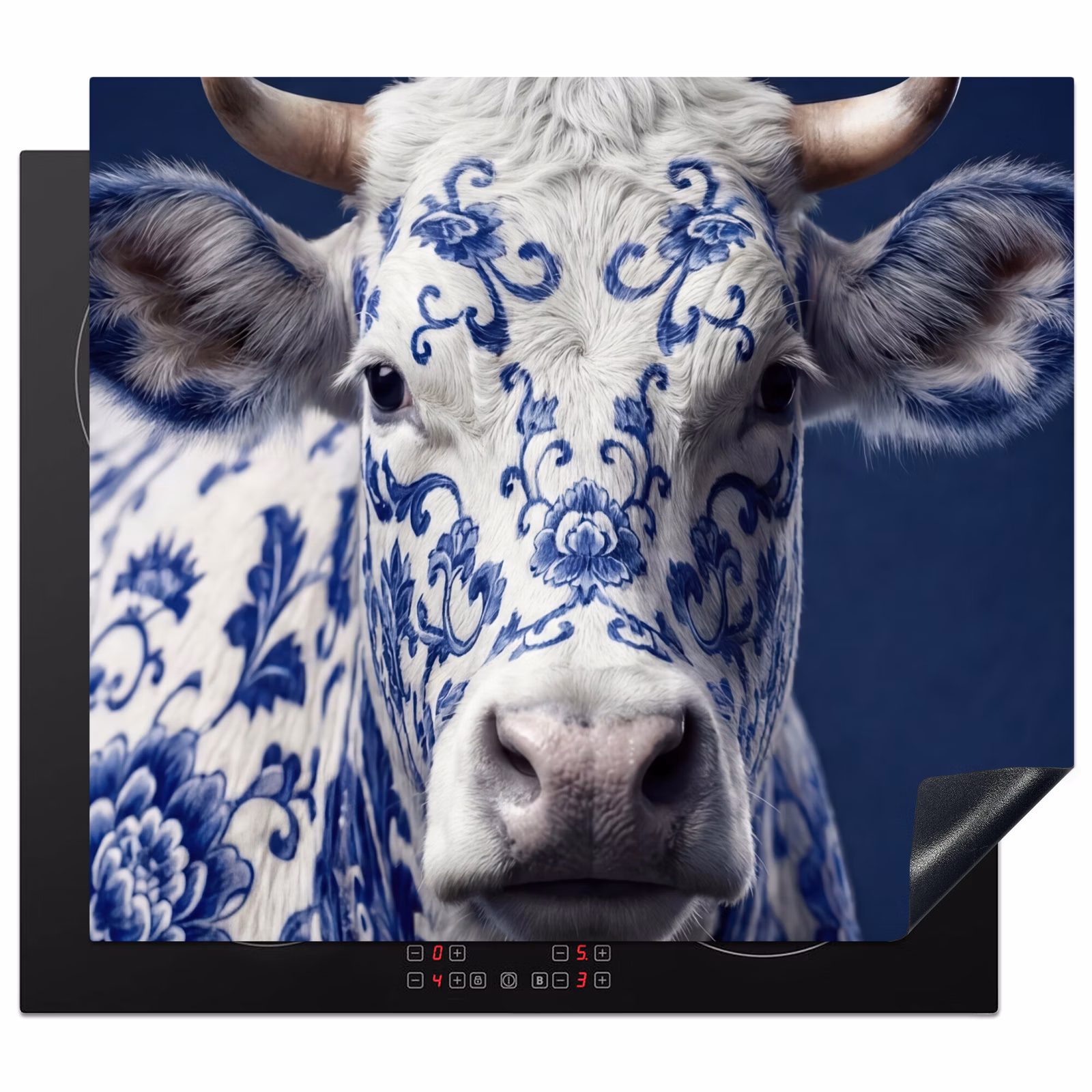 Induction hob protector - Cow - Delft - Blue - Artistic — 1