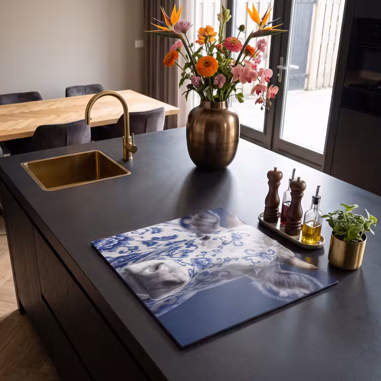 Induction hob protector - Cow - Delft - Blue - Artistic — 2