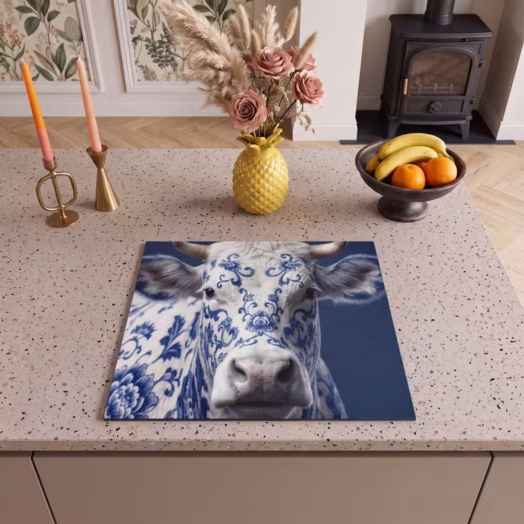 Induction hob protector - Cow - Delft - Blue - Artistic — 3
