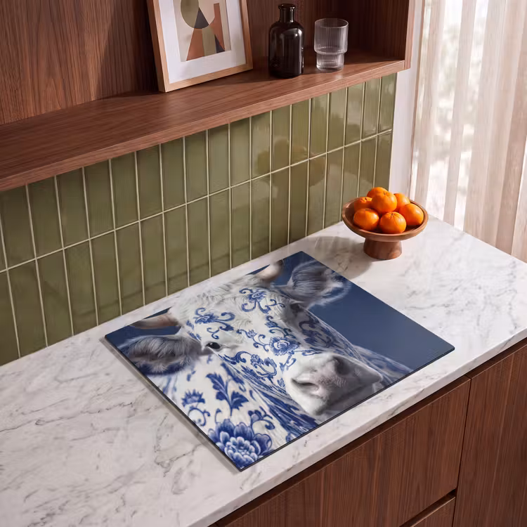 Induction hob protector - Cow - Delft - Blue - Artistic — 4
