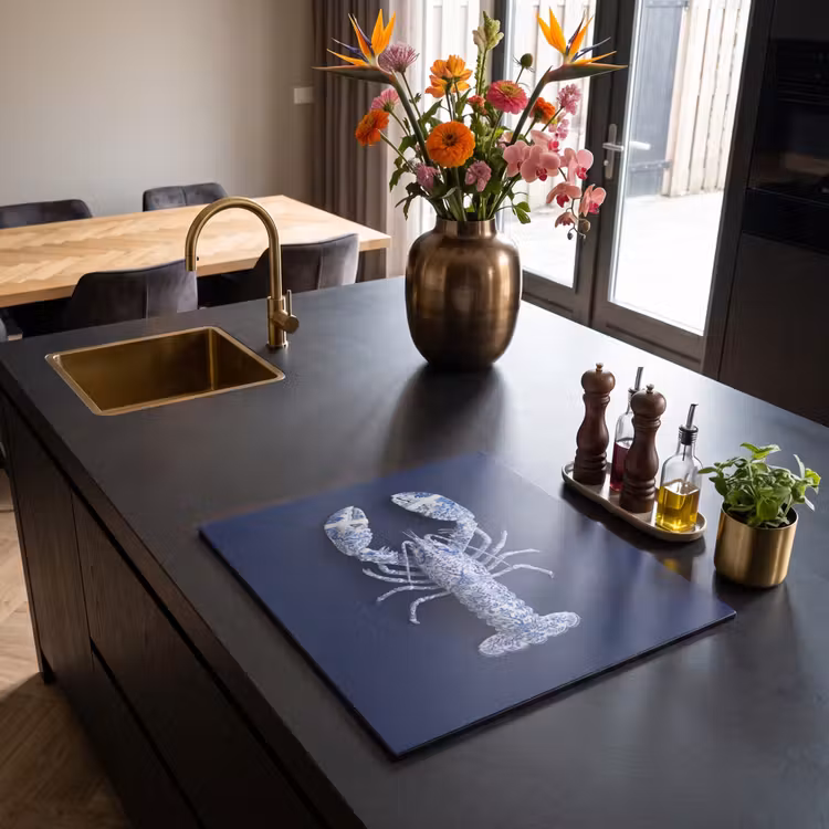 Induction hob protector - Lobster - Porcelain - Delft - Blue — 2