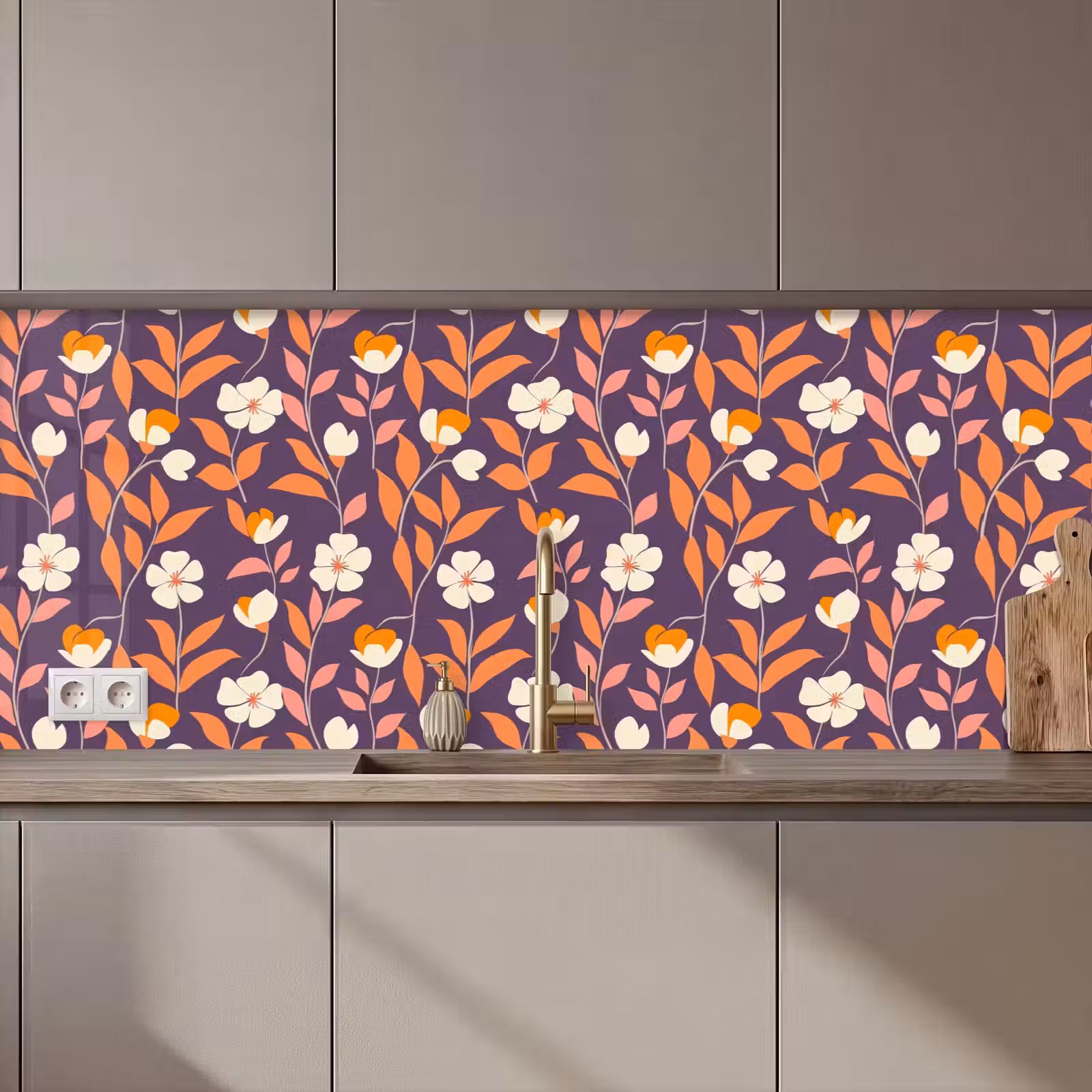 Kitchen splashback - Boho - Vintage - Purple — 1