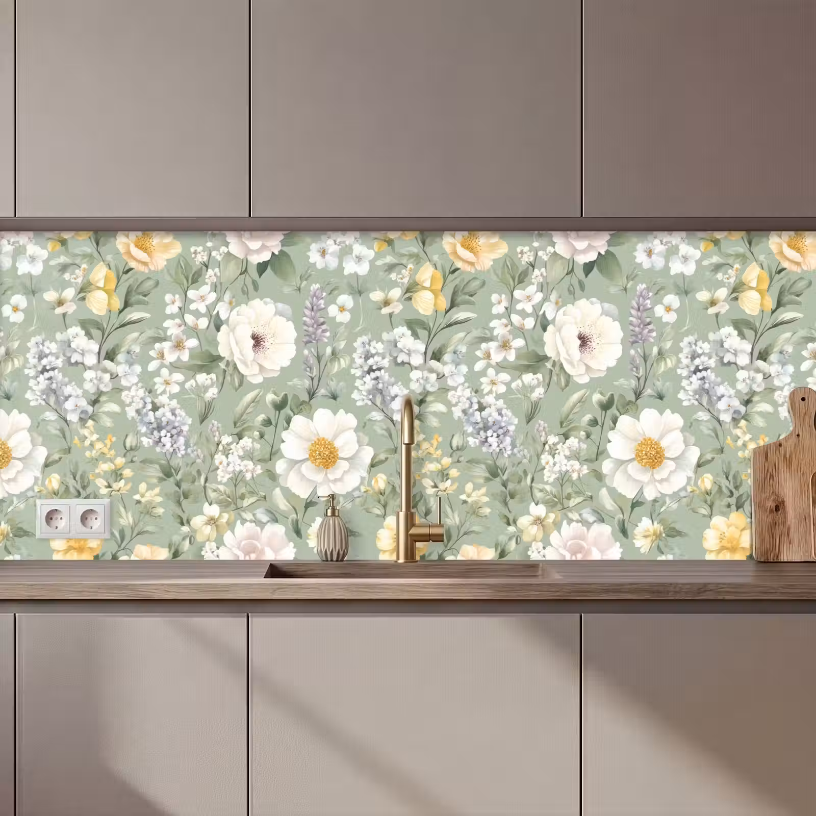 Kitchen splashback - Classic - Floral pattern - Colorful — 1