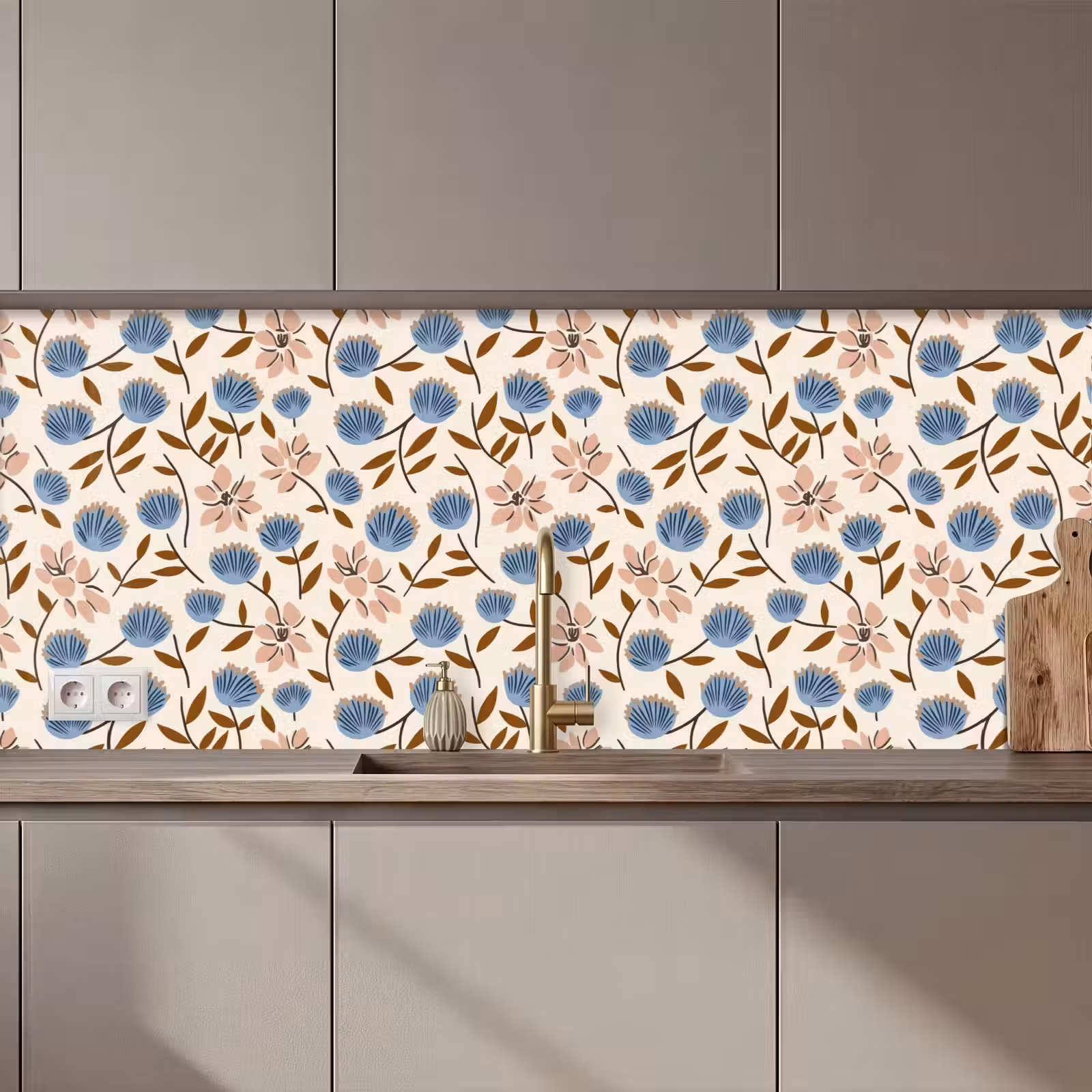Kitchen splashback - Flowers - Wild - Blue — 1