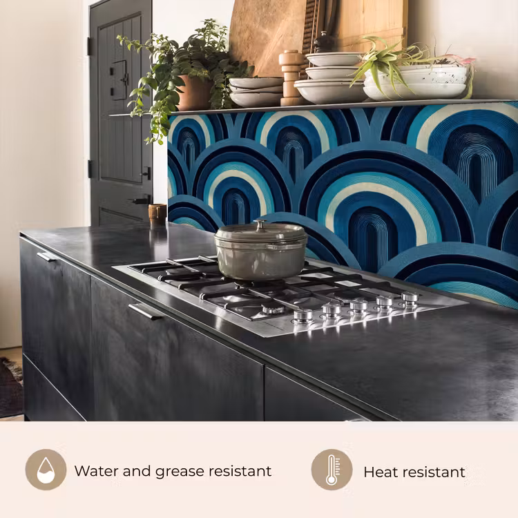 Kitchen splashback - Arches - Geometric - Pattern - Blue - Retro — 5