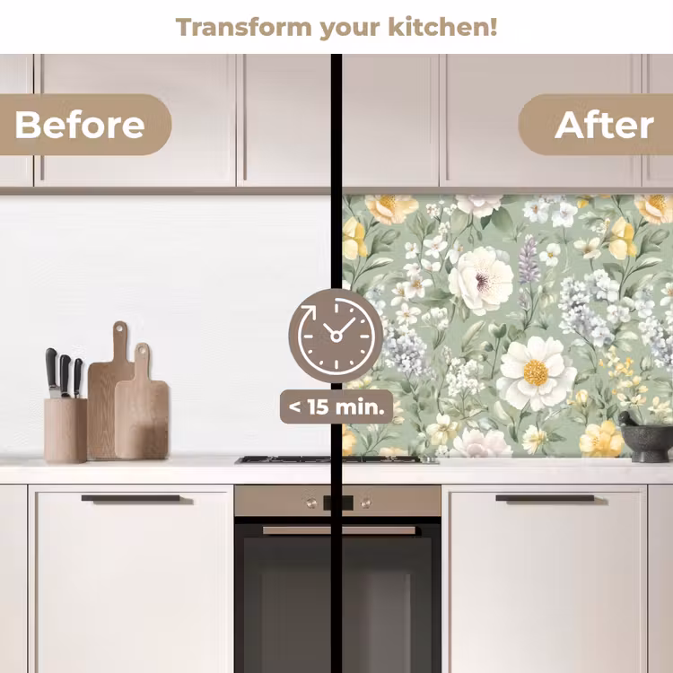 Kitchen splashback - Classic - Floral pattern - Colorful — 3