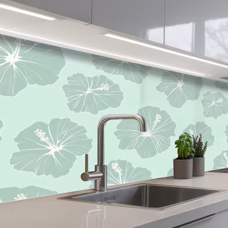 Kitchen splashback - Flowers - Hibiscus - Mint — 2