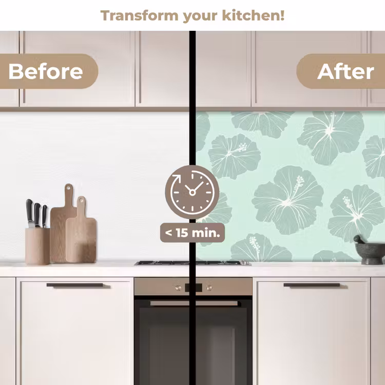Kitchen splashback - Flowers - Hibiscus - Mint — 3