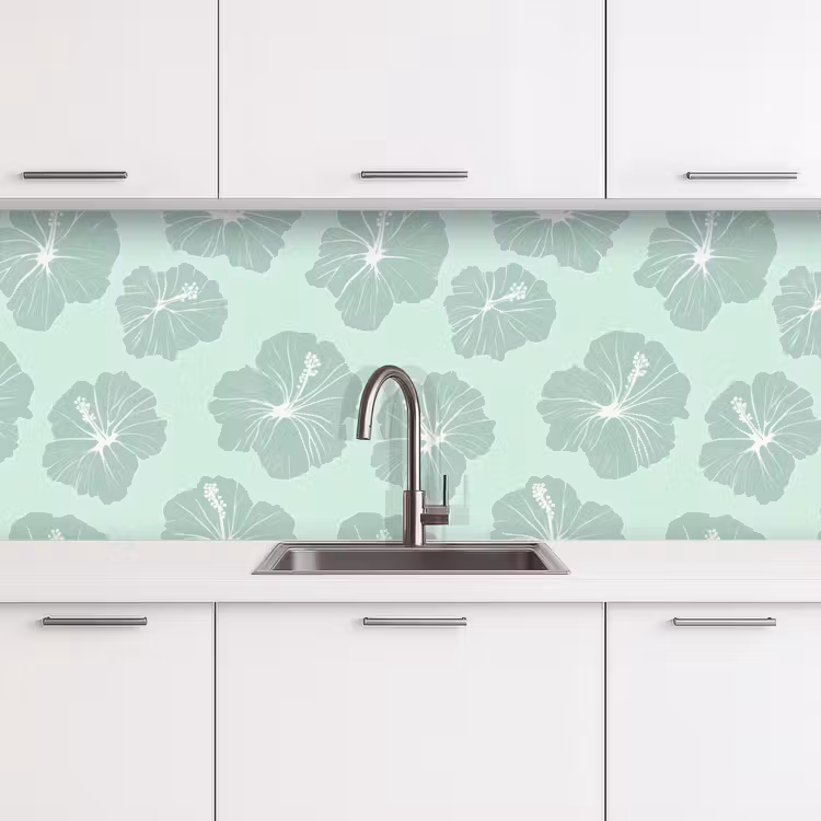 Kitchen splashback - Flowers - Hibiscus - Mint — 4