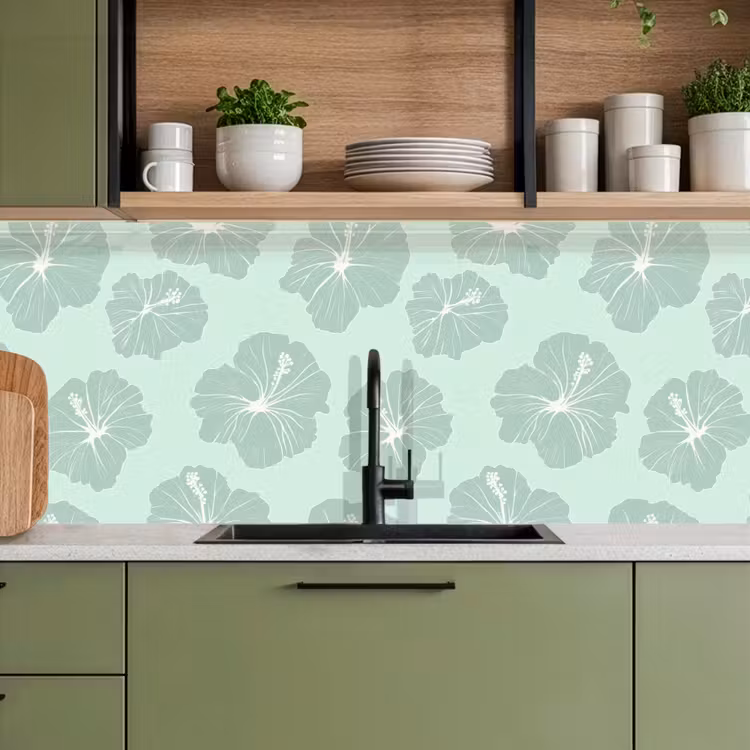 Kitchen splashback - Flowers - Hibiscus - Mint — 8