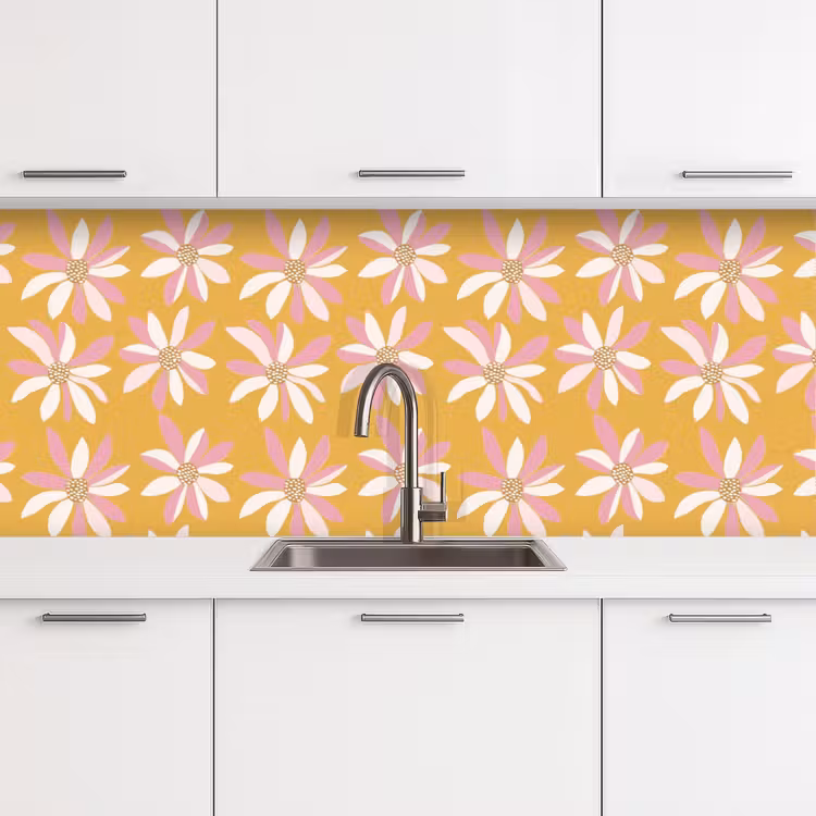 Kitchen splashback - Flowers - Modern - Yellow — 4