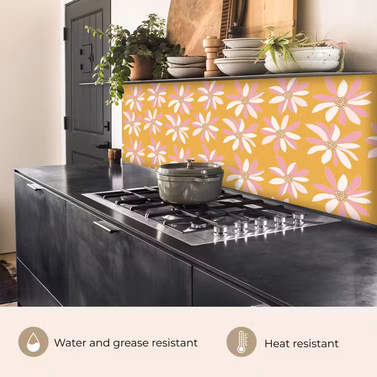 Kitchen splashback - Flowers - Modern - Yellow — 5