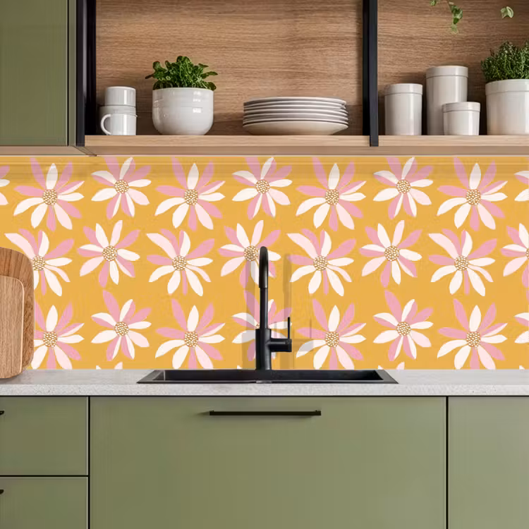 Kitchen splashback - Flowers - Modern - Yellow — 8