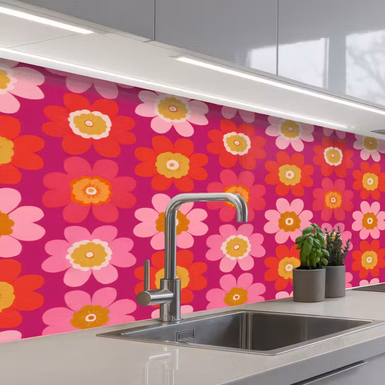 Kitchen splashback - Flowers - Retro - Colorful — 2