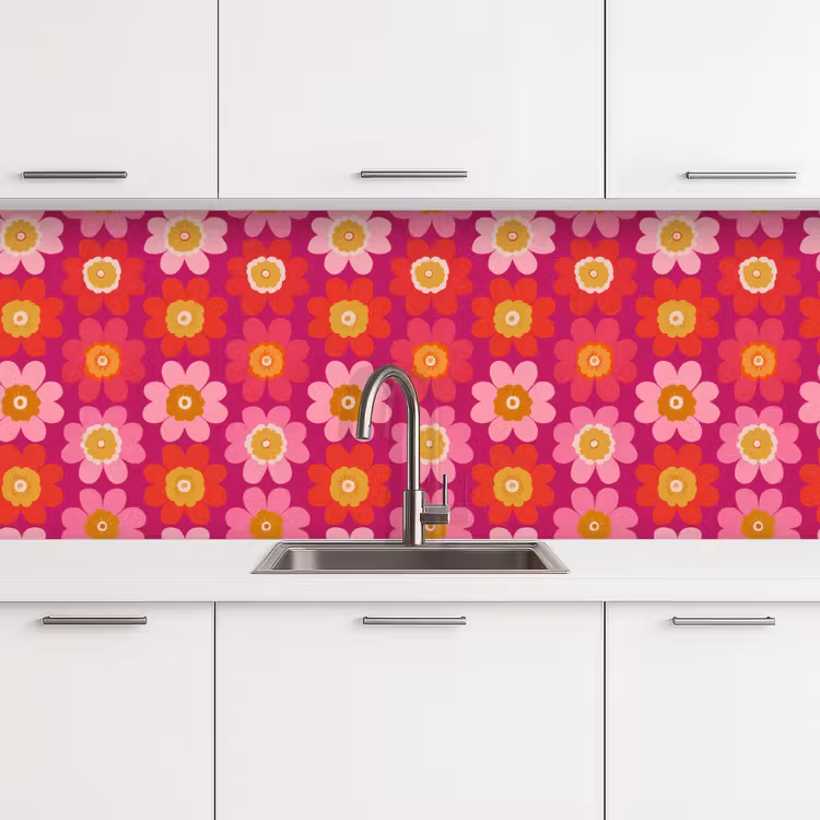 Kitchen splashback - Flowers - Retro - Colorful — 4