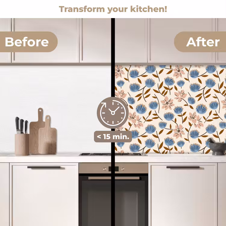 Kitchen splashback - Flowers - Wild - Blue — 3