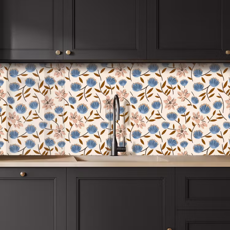 Kitchen splashback - Flowers - Wild - Blue — 6