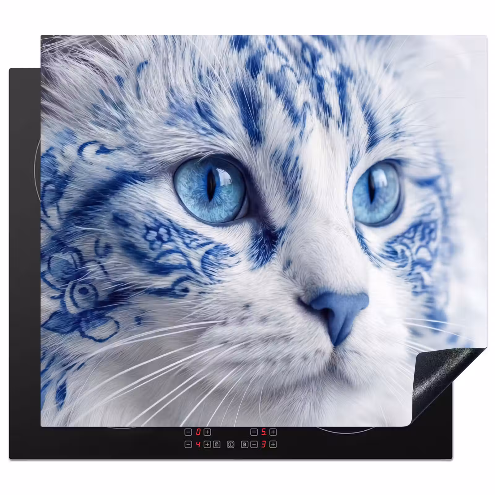 Induction hob protector - Cat - Pattern - Blue — 1