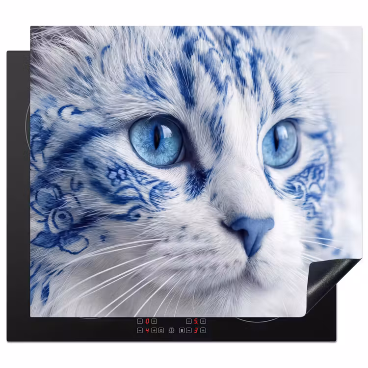 Induction hob protector - Cat - Pattern - Blue — 1