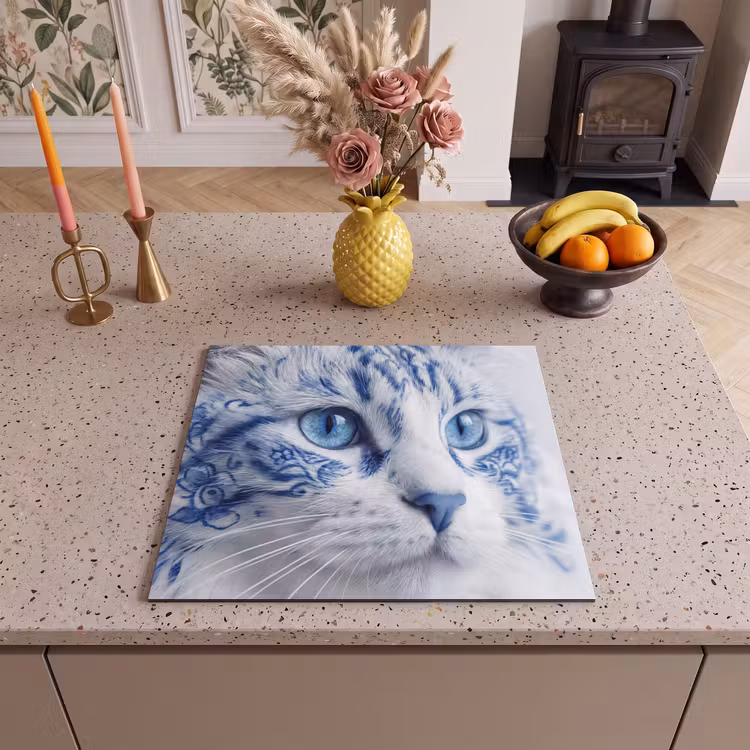 Induction hob protector - Cat - Pattern - Blue — 3