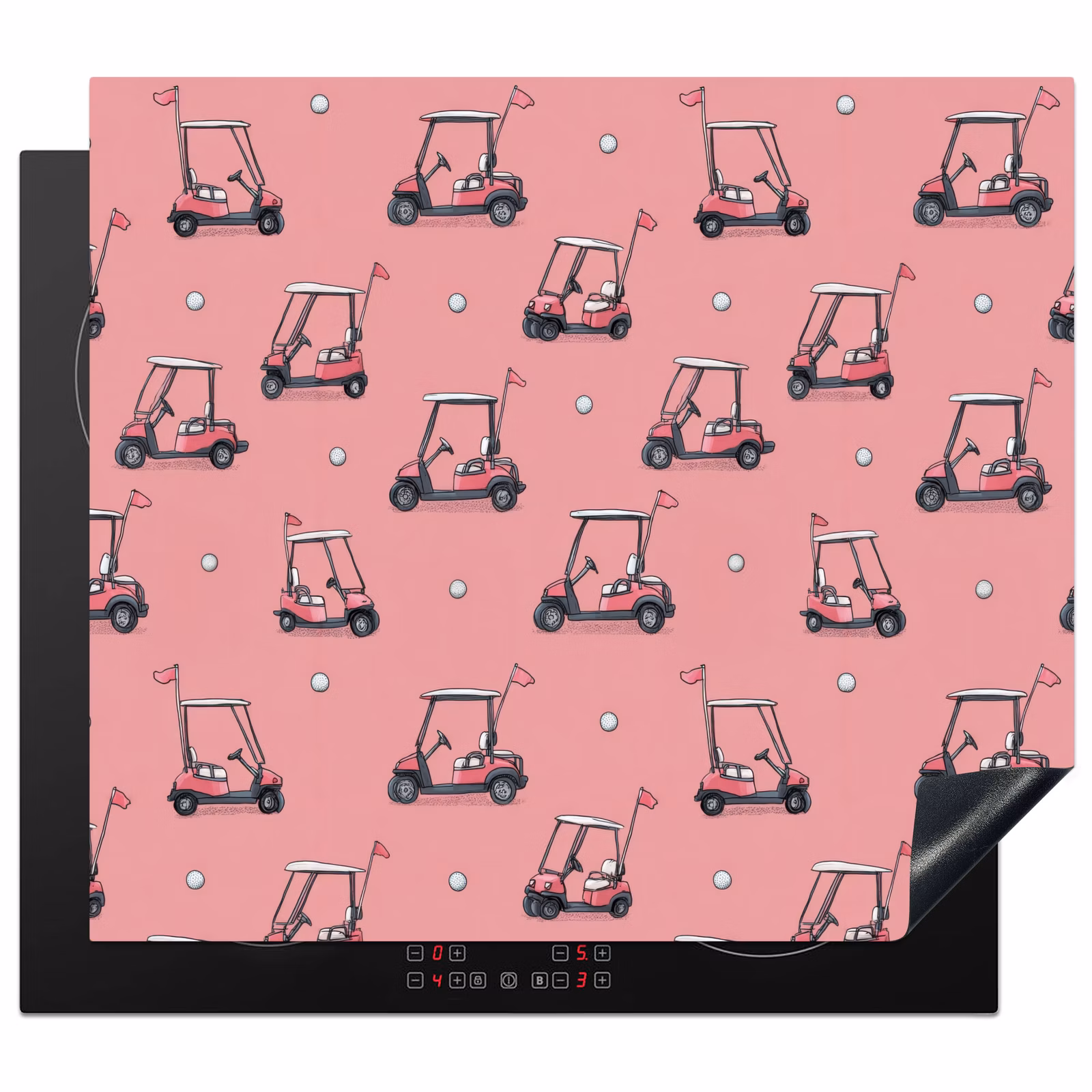 Induction hob cover - Golf Cart - Retro - Pink — 1