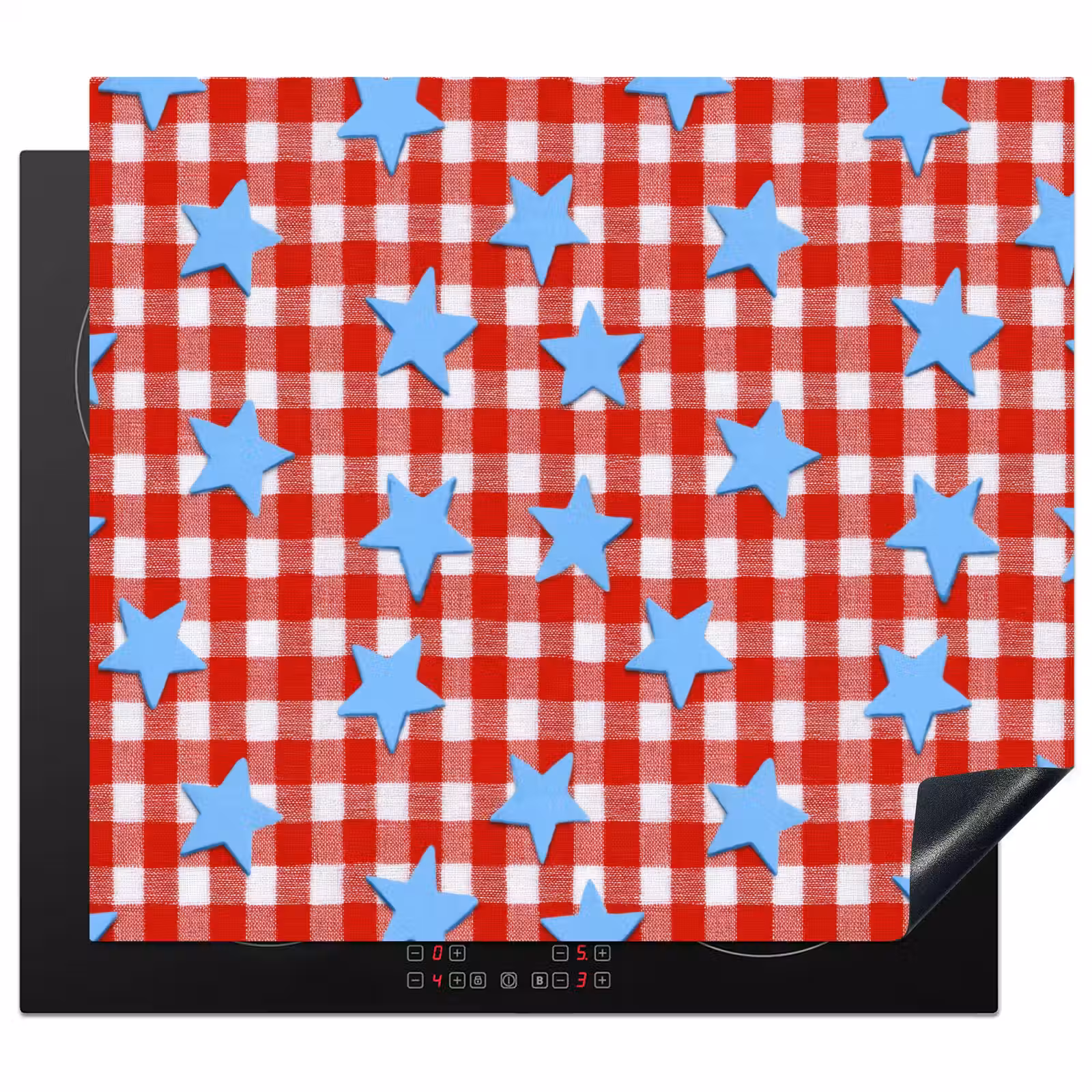 Induction hob cover - Plaid - Stars - Red — 1