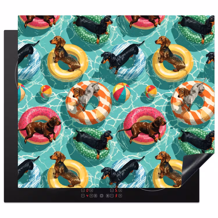 Induction hob cover - Dachshunds - Pool - Colorful — 1