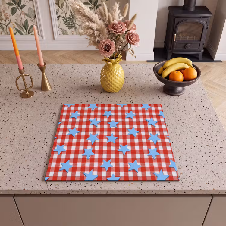 Induction hob cover - Plaid - Stars - Red — 3