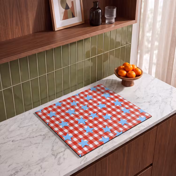 Induction hob cover - Plaid - Stars - Red — 4