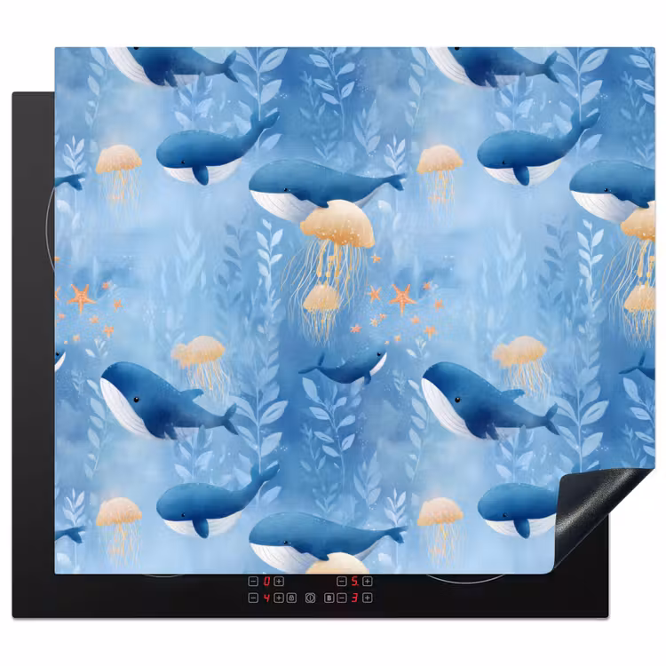 Induction hob cover - Whales - Ocean - Blue — 1