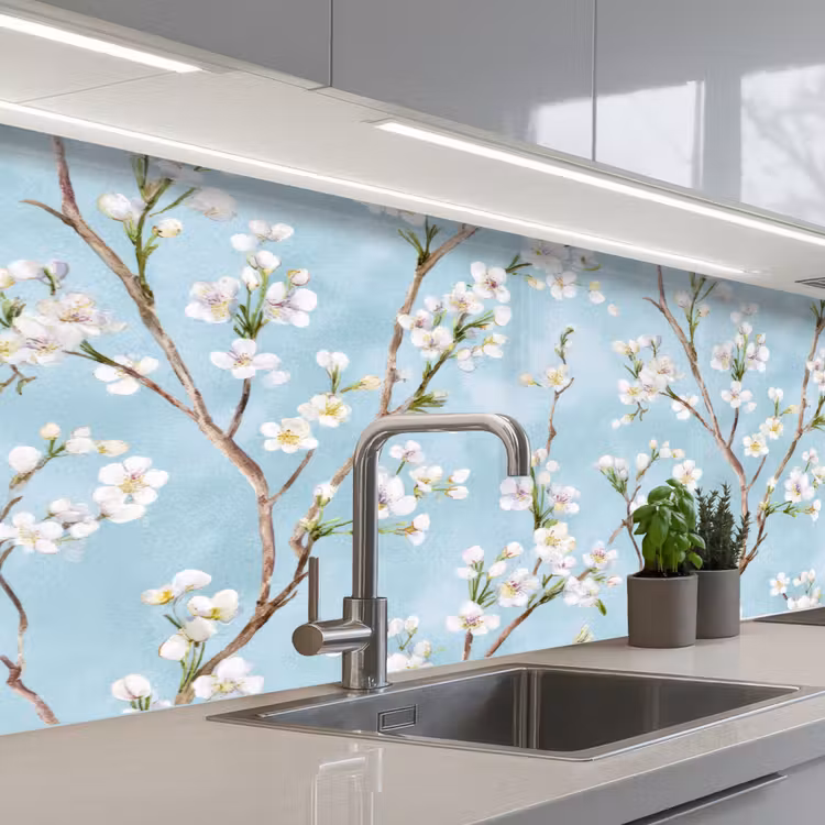 Kitchen splashback - Cherry Blossom - Texture - Blue — 2