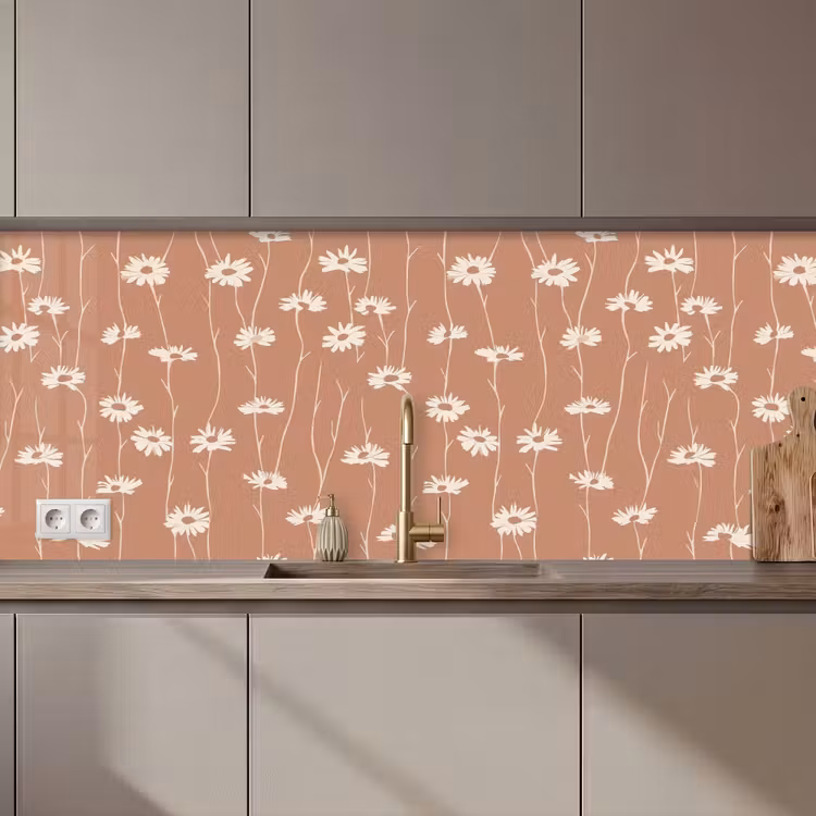 Kitchen splashback - Daisies - Subtle - Terracotta — 1