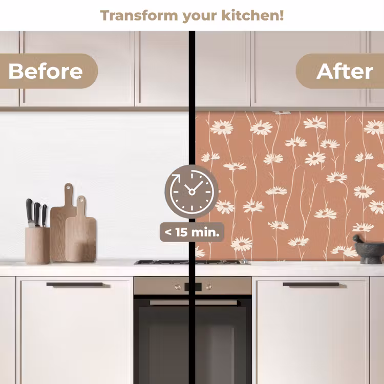 Kitchen splashback - Daisies - Subtle - Terracotta — 3