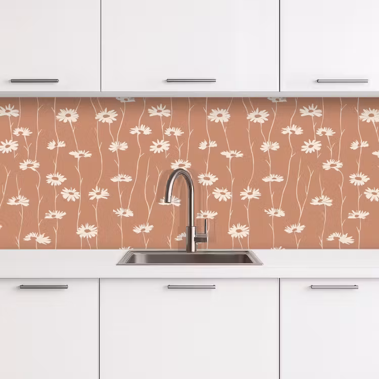 Kitchen splashback - Daisies - Subtle - Terracotta — 4