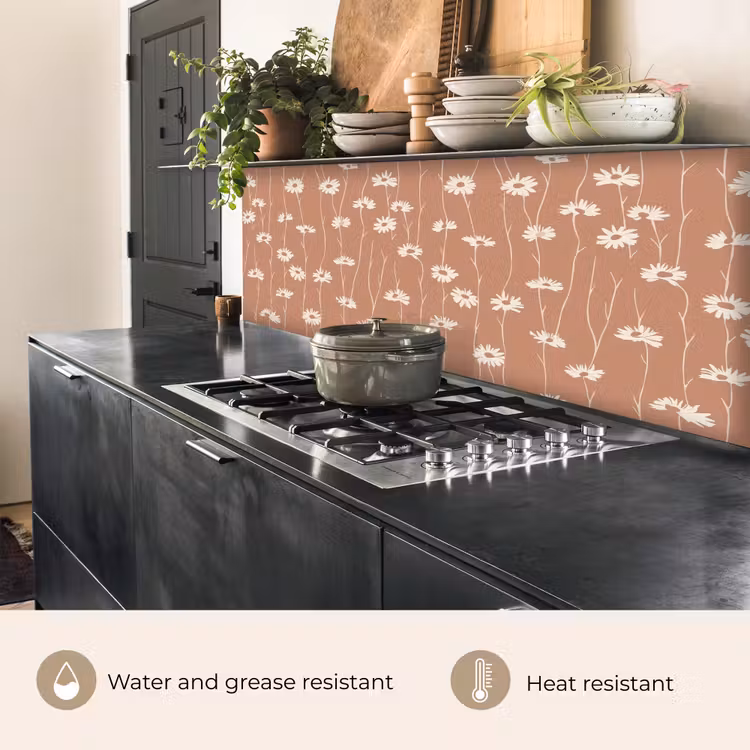 Kitchen splashback - Daisies - Subtle - Terracotta — 5