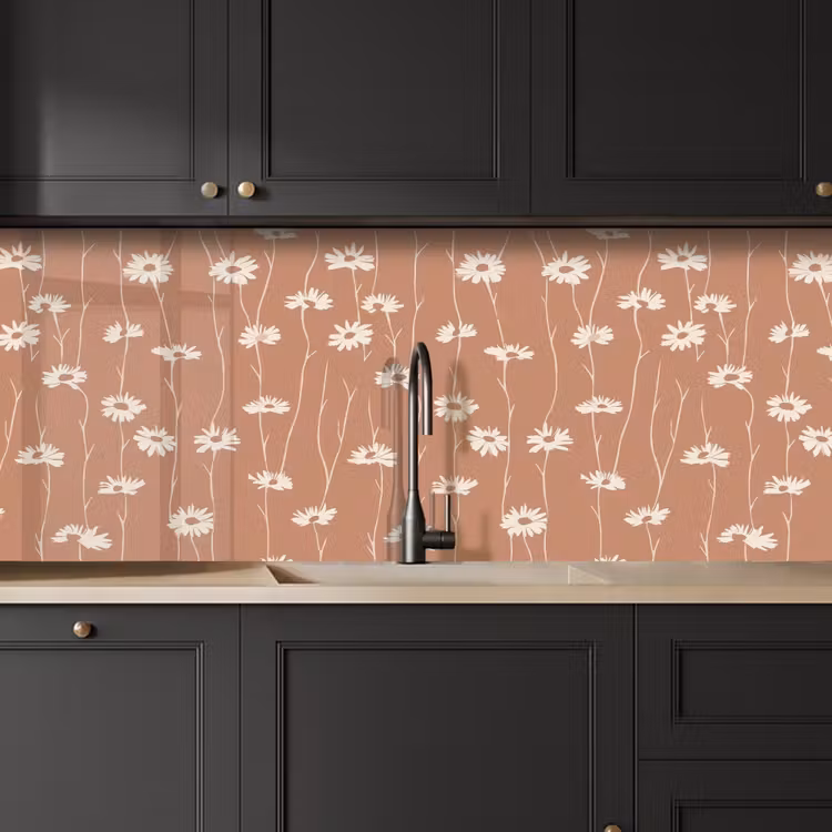 Kitchen splashback - Daisies - Subtle - Terracotta — 6