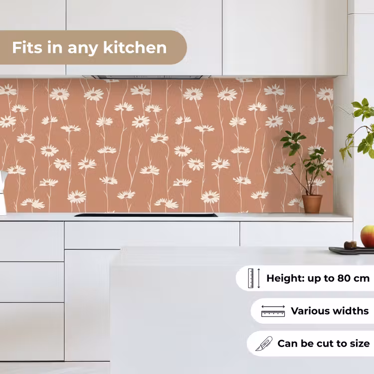Kitchen splashback - Daisies - Subtle - Terracotta — 7