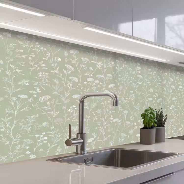 Kitchen splashback - Flowers - Pattern - Green — 2