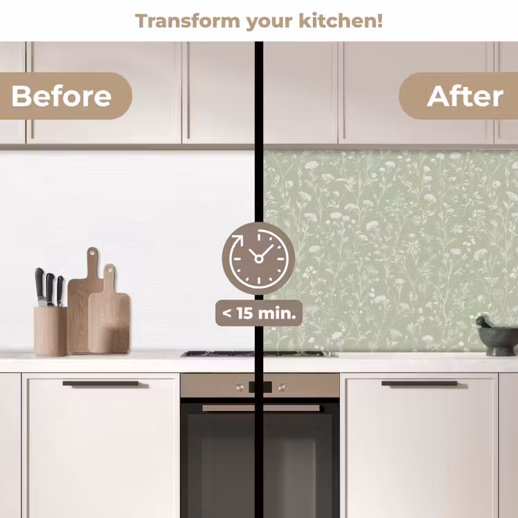 Kitchen splashback - Flowers - Pattern - Green — 3