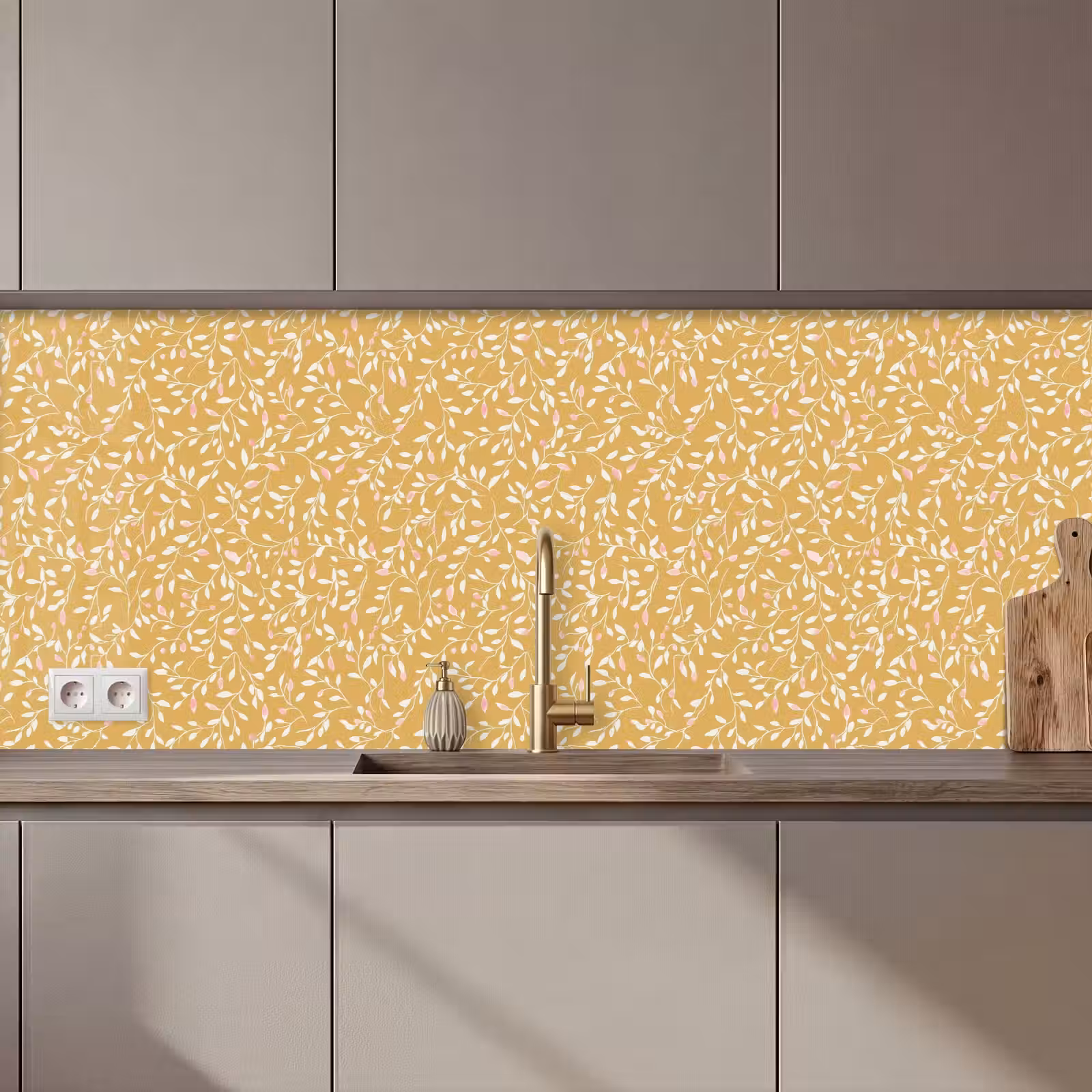 Kitchen splashback - Branches - Pattern - Ochre — 1