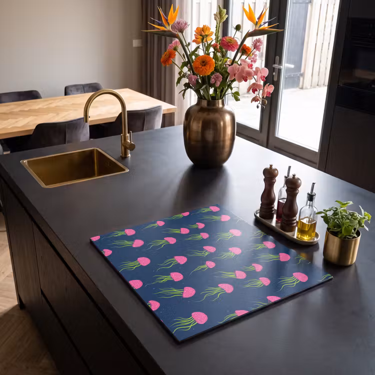 Induction hob cover - Jellyfish - Deep sea - Neon — 2